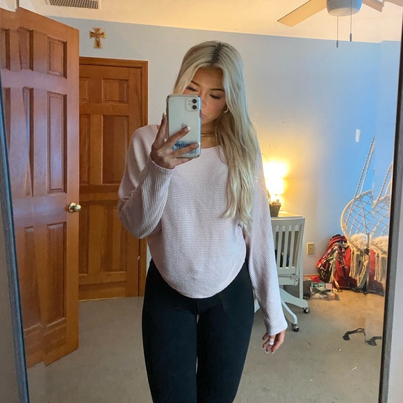 Garage light pink ribbed sweater - Picture 2 of 4